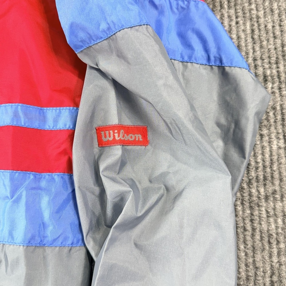Vintage‎ Wilson Jacket Mens XL Gray Red Blue 1/2 Zip Windbreaker Pullover Korea - Picture 7 of 13